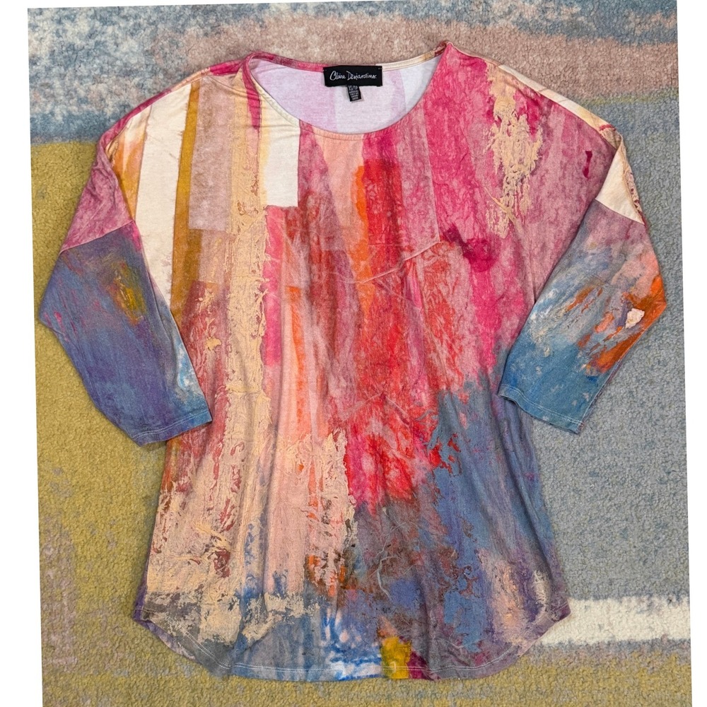 Claire Desjardins Abstract Print Top Tunic 3/4 Sleeve‎ Women XS - Picture 10 of 11